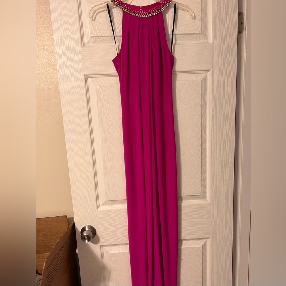 Laundry Embellished Halter Maxi Dress in Fuchsia Size 0